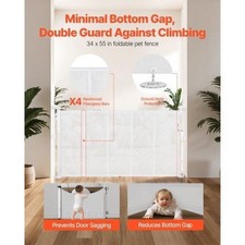 Retractable Baby Gate 34 inch Tall Extends up to 55 inch Wide Retractable