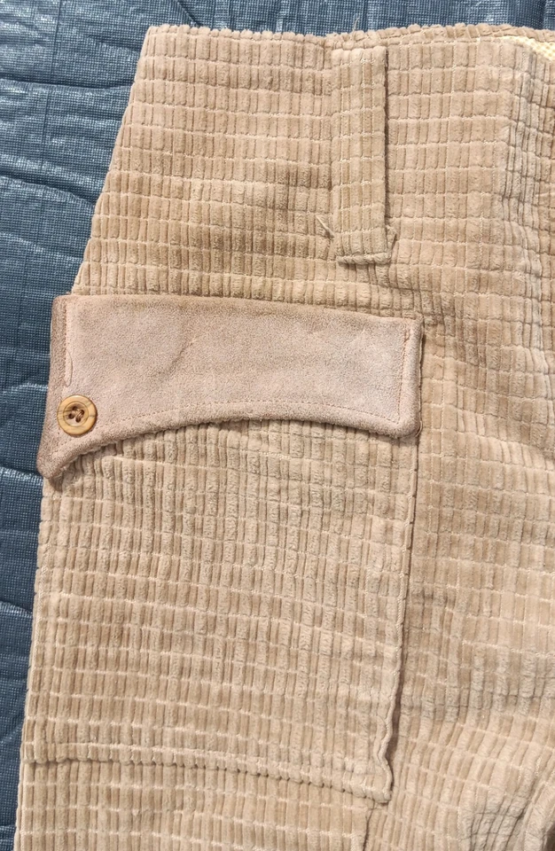 Vintage 1970s Corduroy Suede Fringe Flare Happy Native Costume Bell Bottoms - Image 4 of 4