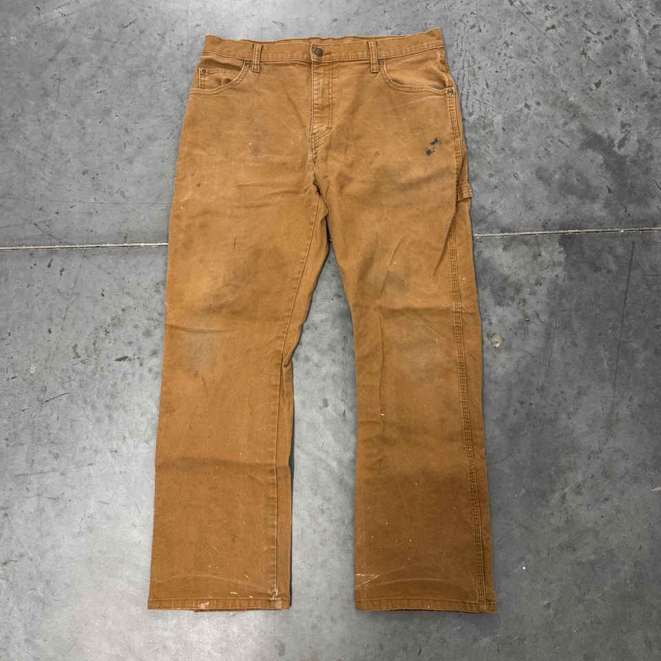 Dickies Mens Brown Carpenter Pants Workwear Size 34W Utility Loose Fit - Image 3 of 4