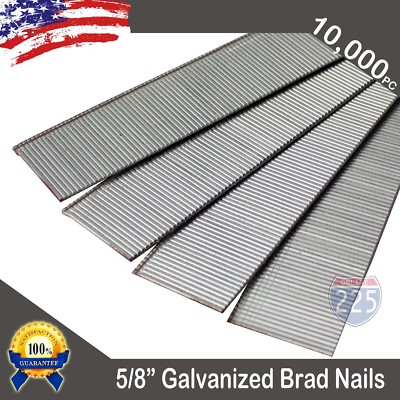 5/8'' Inch 18GA. Gauge Chisel Point Galvanized Finish Brad Nails 10,000 Count US