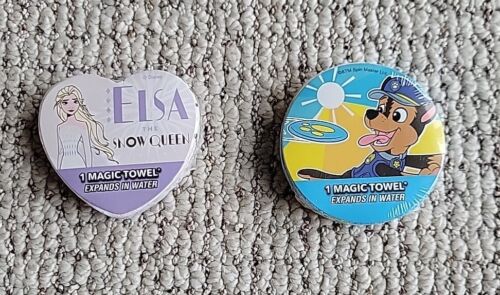 Lot de 2 serviettes magiques Disney Princesse Elsa Nickelodeon patrouille 11,5"×11,5" - Photo 1/3