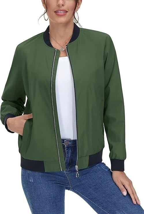 MAGCOMSEN Lightweight Jacket Women Soft Bomber Jackets Womens Zip Up Stand