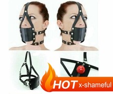 Open Mouth Gags Hood Mask Blindfold Head Harness Binding Kit Adult Slaver