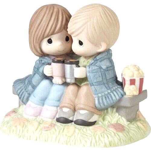 ღ New PRECIOUS MOMENTS Figurine I'M WRAPPED IN YOUR LOVE Popcorn Camping Coffee - Picture 3 of 6