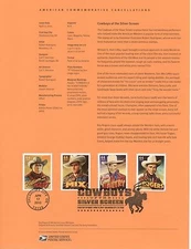 #4446-49 44c Silver Screen Cowboys Stamps USPS #1010 Souvenir Page FDC