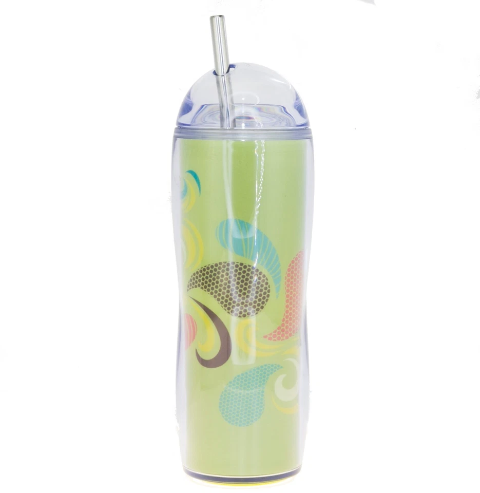 Starbucks Green Earth Swirl Autumn Acrylic Water Dome Lid Bottle Cold Cup 18 Oz - Image 2 of 3