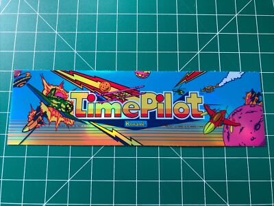 Time Pilot Arcade Marquee Sticker Decal 1.75x6  Holographic Glossy Vinyl