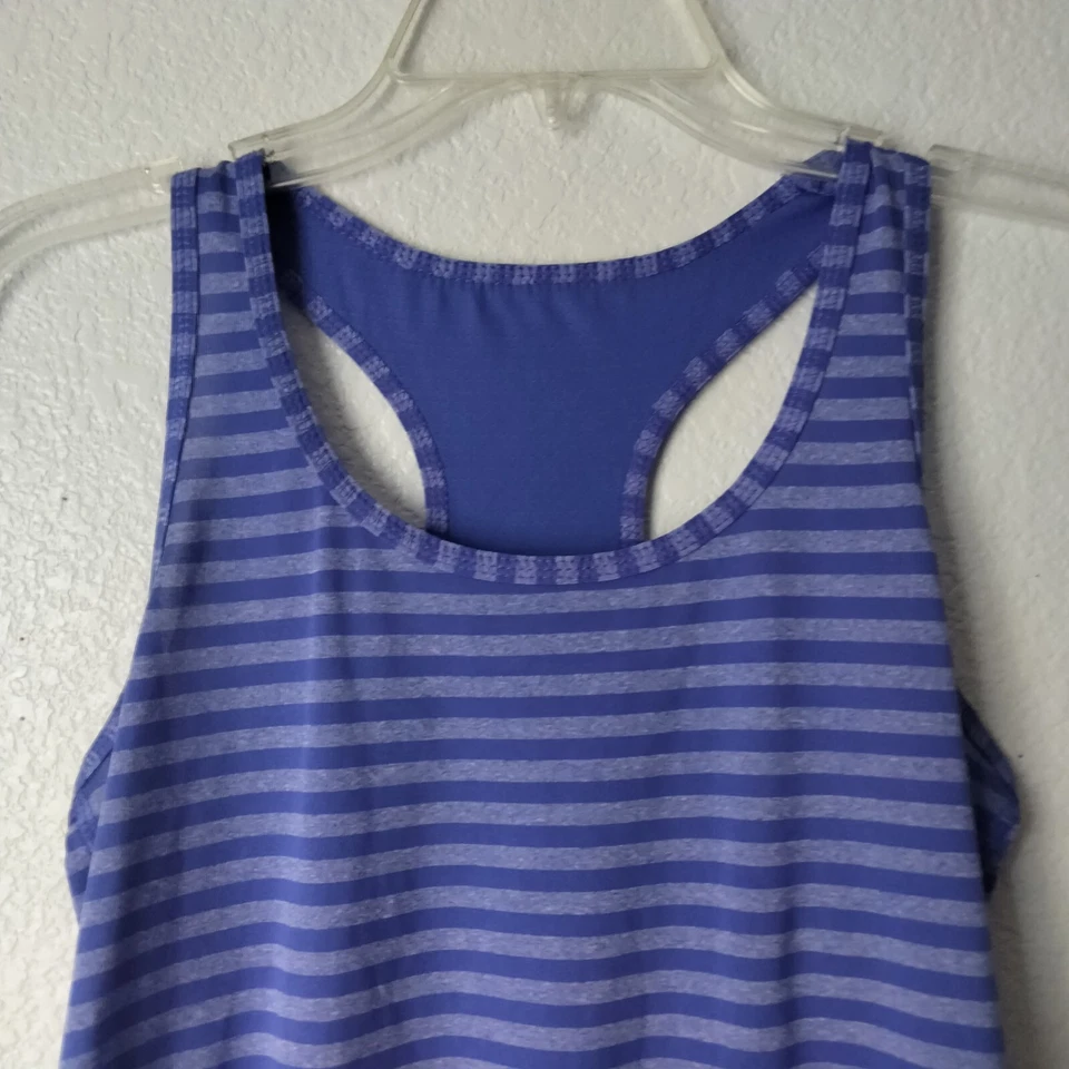 Danskin Now Womens Tank Top Size XS Periwinkle Blue Striped Racerback Active - Image 2 of 4