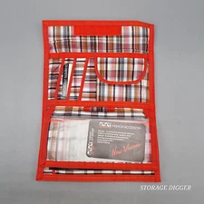 VTG 1990s Mundi Women's Red Checkbook Wallet Multicolor Plaid Interior 7" x 3.5"