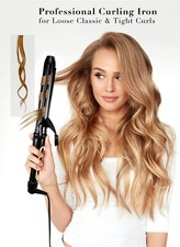 Lanvier 1.25 Inch Clipped Curling Iron Extra Long Tourmaline Ceramic Barrel New