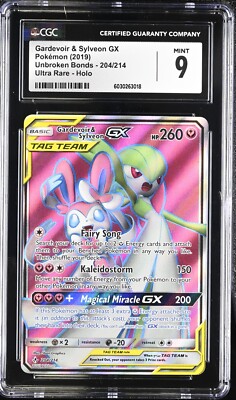CGC MINT 9 Gardevoir & Sylveon GX Unbroken Bonds 204/214 Ultra