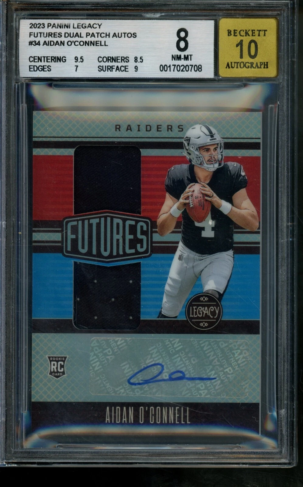 Aidan O'Connell Panini Legacy Futures Dual Patch Autographs #FDA34 Base