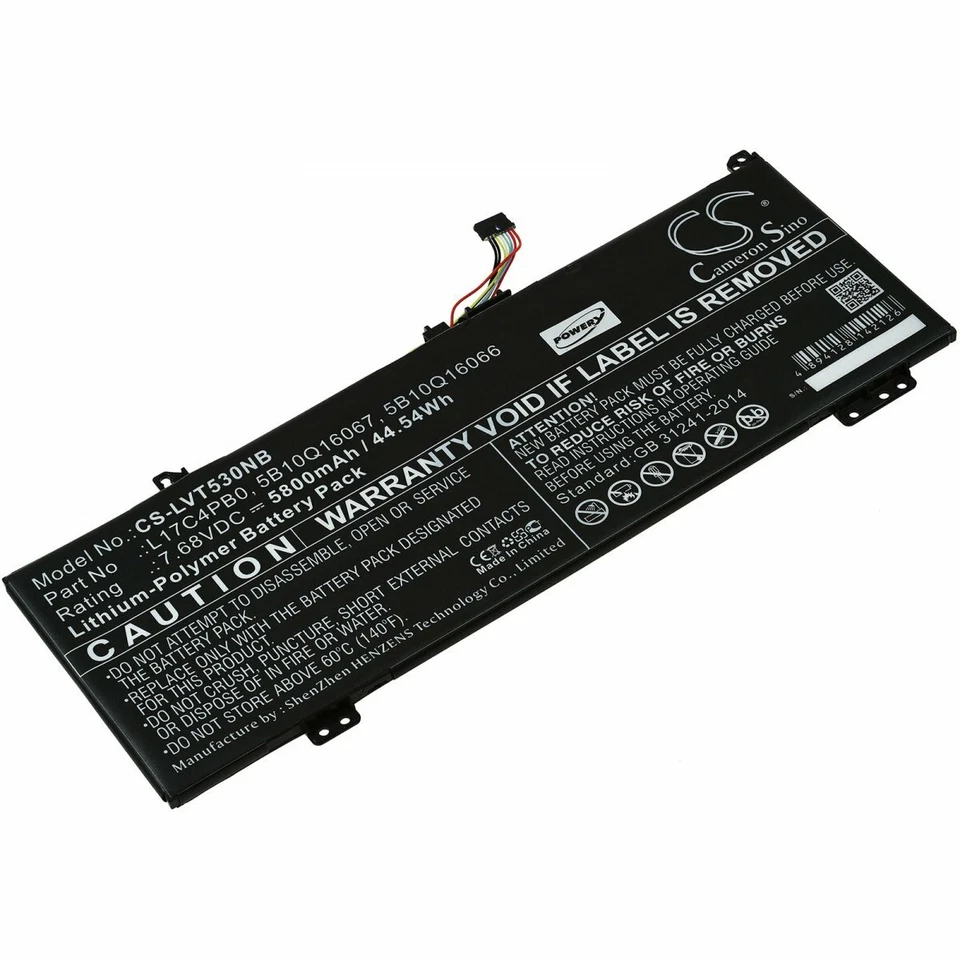 POWERY Batería compatible con Lenovo tipo L17C4PB0 7,67V 5800mAh/44,5Wh Li-Ion negro