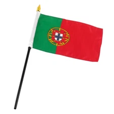 Portugal 4"x6" Flag Desk Table Stick (sewn edges) 100D