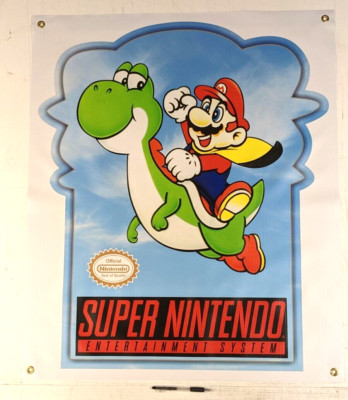 Super Mario SNES Nintendo 90's Vintage Style Display Dealer Promo Banner Yoshi