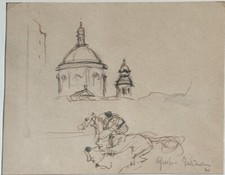 Giulio Falzoni (1900-1978) disegno su carta cm 13 x 10 (Autenticato)
