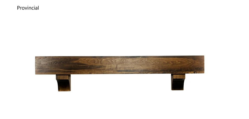 8" Deep Beam Wood Shelf Floating Rustic Fireplace Mantle Mantel with Corbels - Image 2 of 4