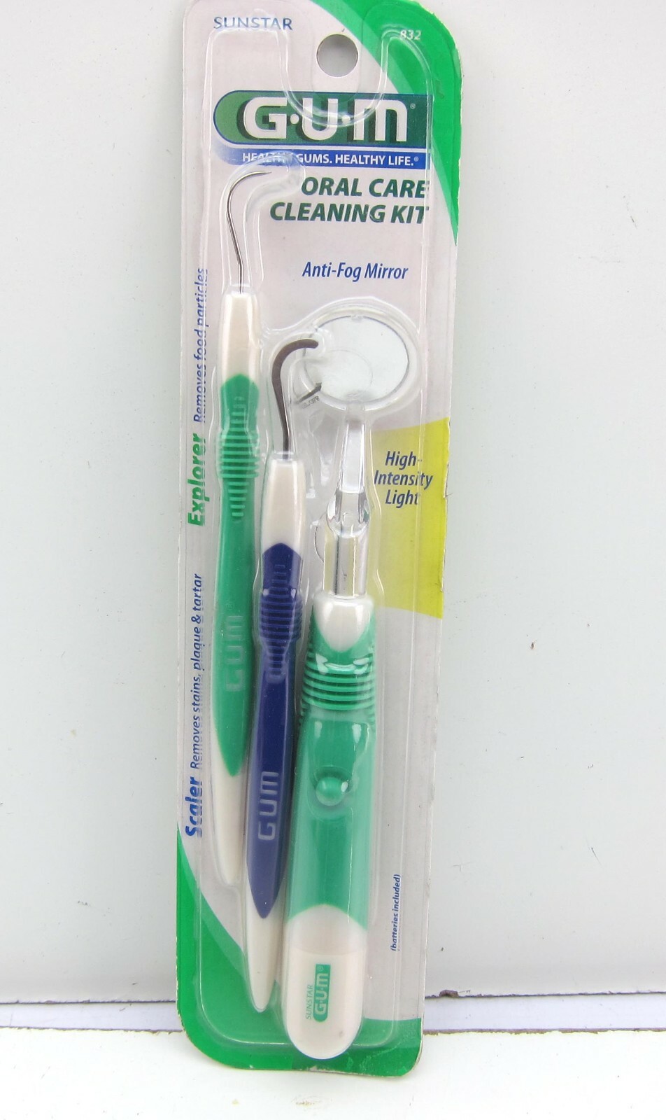 NEW GUM Oral Care Cleaning Kit with Lighted Mouth Mirror 832 Dental