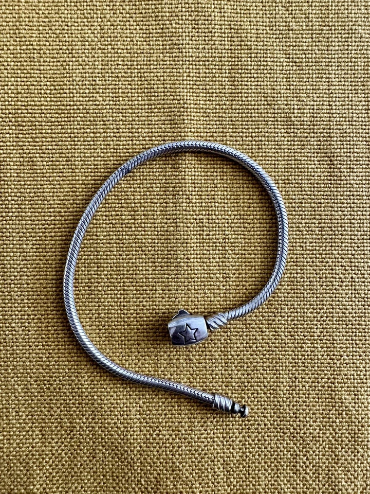 "Pulsera de plata de ley 925 Italia DONATELLA VERSACE con dije deslizable broche ovalado 7,5""" Foto 2 de 2