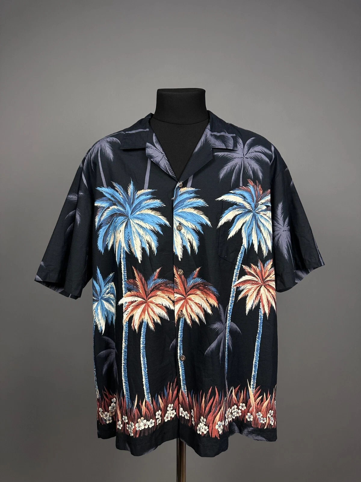 Aloha Republic Men's Tropical Island Palm Tree Hawaiian Button Shirt Top Sz XXL