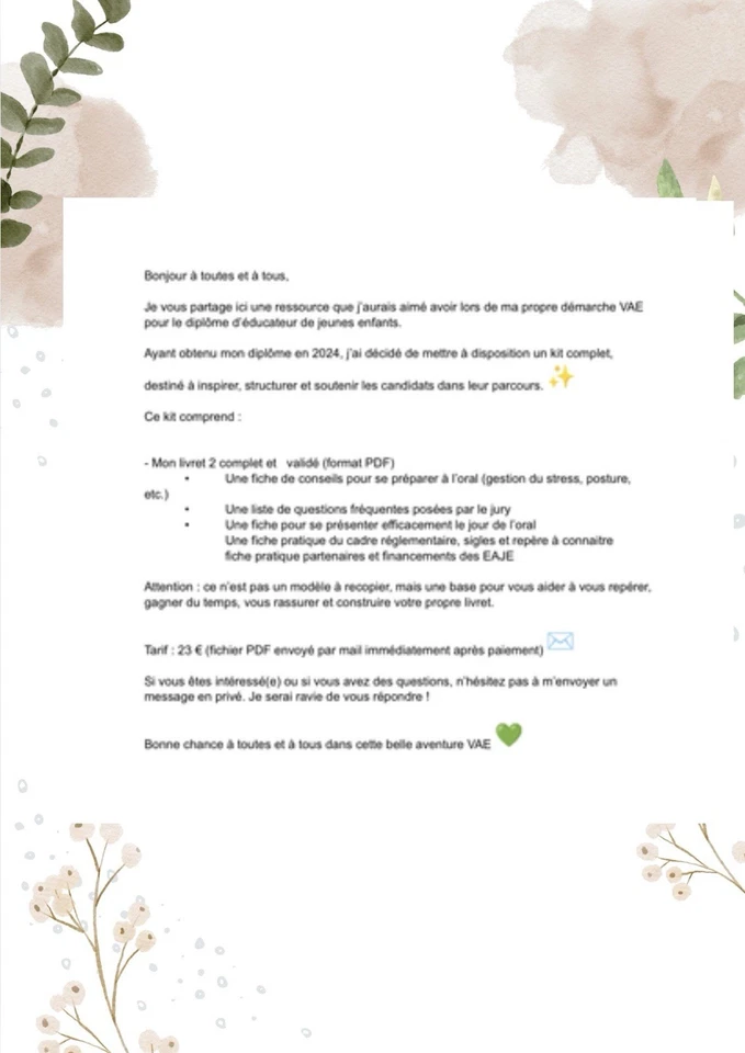 LIVRET 2 VAE EJE REFORME 2024 + prépa complète orale +présentation devant jury - Photo 2/2
