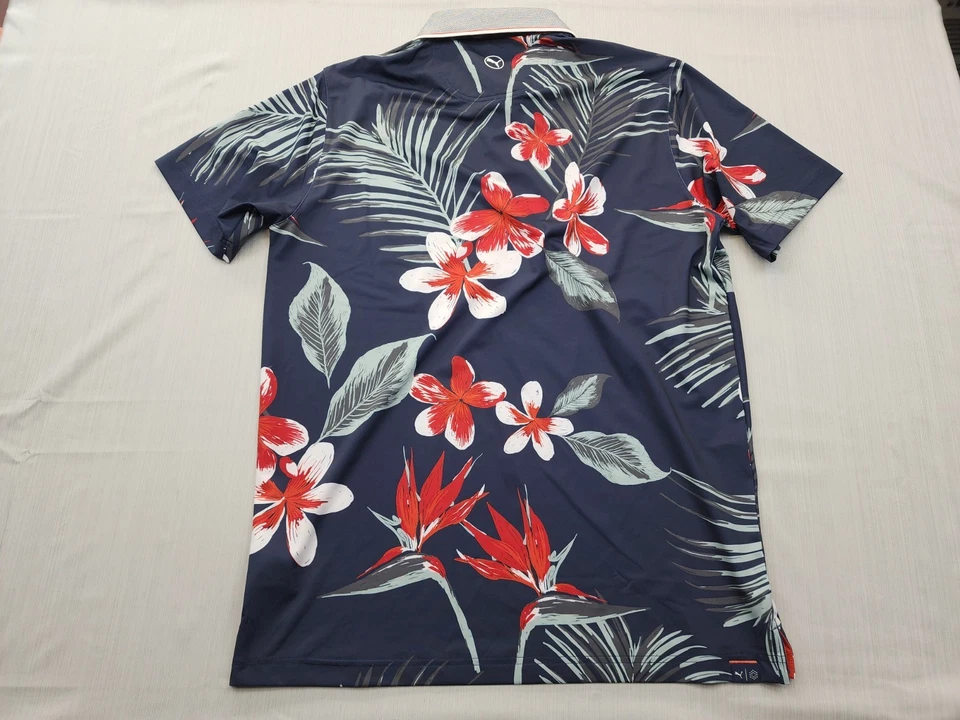 NUEVO Polo Puma Golf MATTR Para Hombre Talla Mediana $80 Azul Marino Floral Explosión  Foto 2 de 4