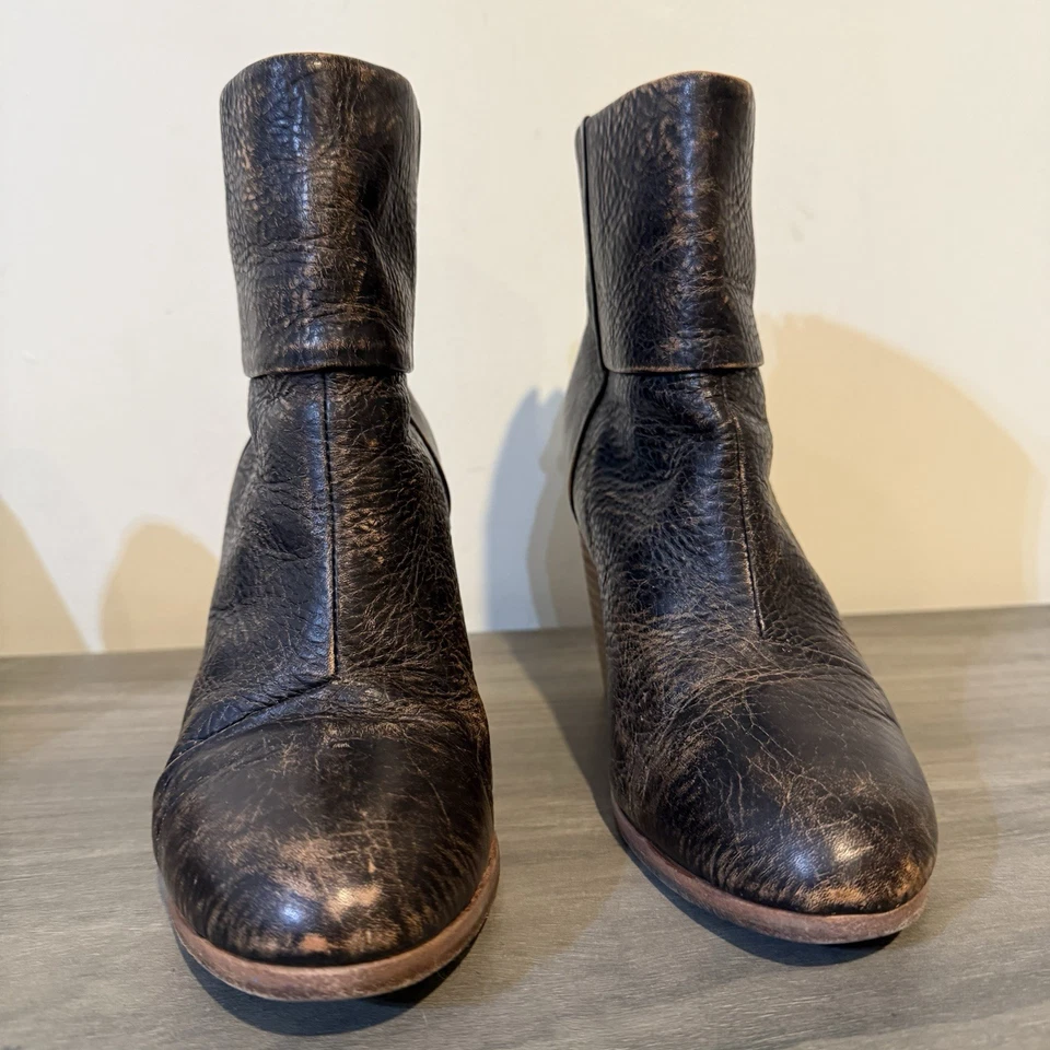 Rag & Bone Newbury Botines Desgastados Tacón Espalda Cremallera Marrón Talla 8 Mujer Foto 2 de 4