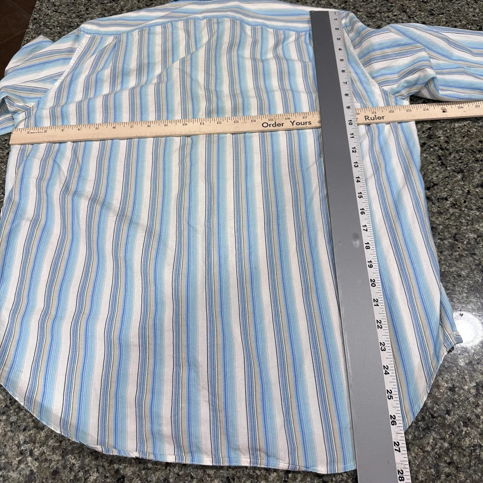 Vintage GAP Shirt Men Size M Blue White Striped Fit Button Up Long Sleeve Cotton - Image 3 of 4