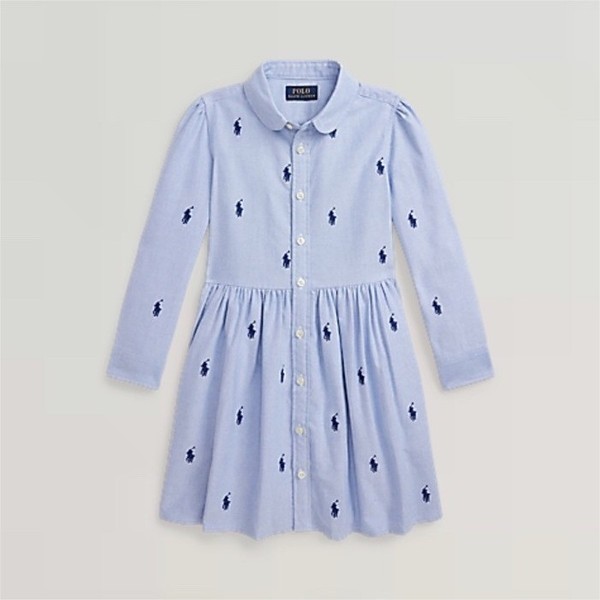POLO RALPH LAUREN Polo Pony Girl’s Cotton Oxford Shirtdress Size: 6X - 6 blue