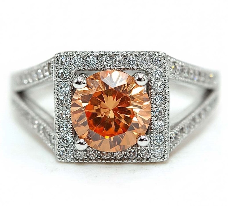 2CT  Padparadscha 925 Sterling Silver Ring Sz 6 MM4-8