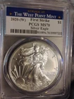 2020-(W) 1oz Silver American Eagle $1 Coin PCGS MS 70 First Strike (West Point)