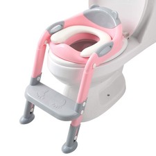 Fedicelly Potty Training Seat Ladder Girls, Toddlers Chair, gray/pink