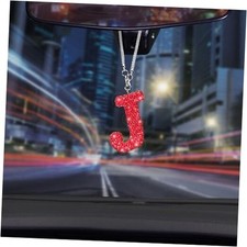 Car Rear View Mirror Ornament Hanging Lucky Crystal Pendant Red Bling Car Red-j