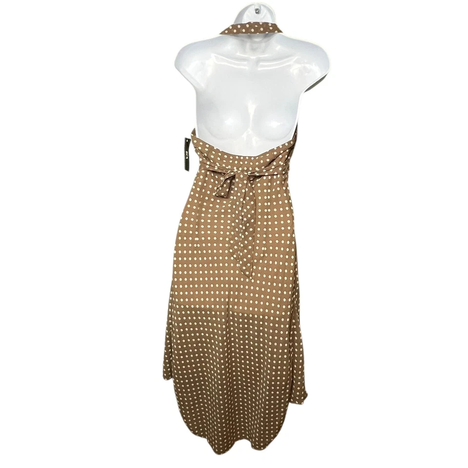 BCX Dress Womens Size 9 Brown White Polka Dot Sleeveless High Low Made USA Retro - Image 3 of 4