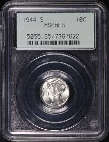 1944-S Mercury Dime PCGS MS-65 FB Old Green Gasket Holder