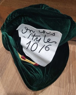 Alice In Wonderland Green Velvet Mad Hatter Hat Adjustable One Size