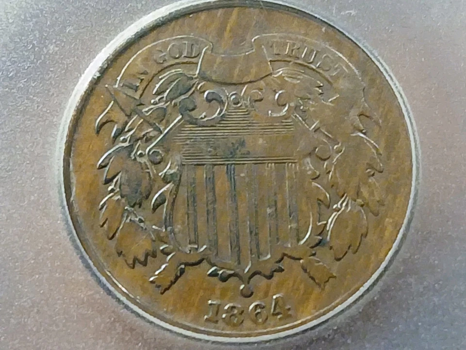 1864 Large Motto 2 Cent Piece ICG VG10 Details  - Image 2 of 4
