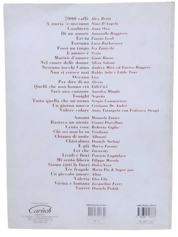 SANREMO 2003 Spartiti originali in linea melodica e accordi - Immagine 2 di 3