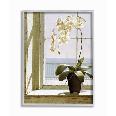 White Orchid in Window Realistic Coastal Painting, Designed by Zhen-Huan Lu W...