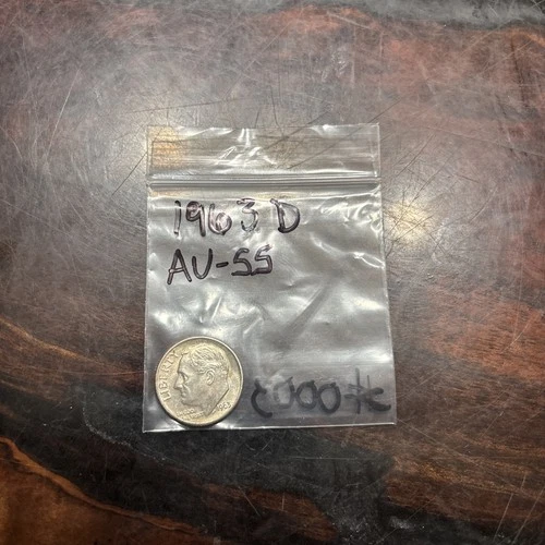 1963 D Roosevelt Dime 10c 90% Silver AU