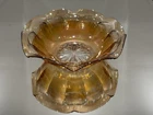 Vintage Manganese Carnival Glass Ruffled Bowl – Depression Era Marigold Glow