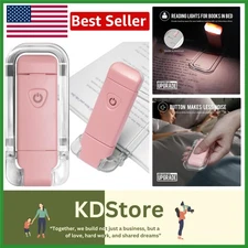 Pink Portable USB Rechargeable Clip-On Book Light with Dimmable Brightness