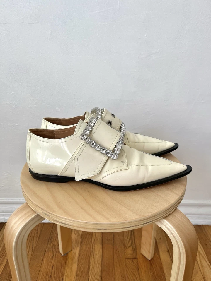 Maison Margiela Patent Leather Crystal Embellished Buckle Shoes Size 39 Womens - Image 3 of 4