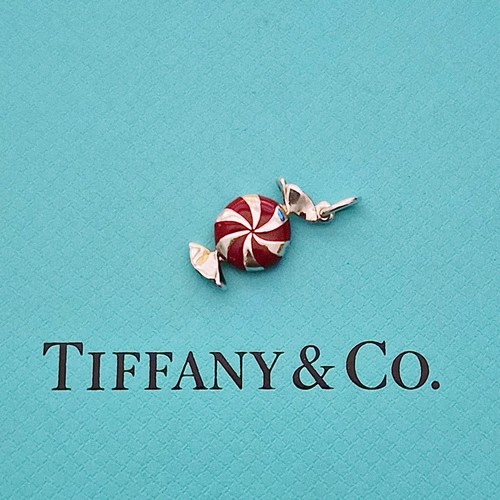 RARE Tiffany & Co. Red Enamel Bon Bon Candy Sterling Silver Charm Pendant