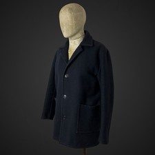 Vintage Donkey Jacket 40” Medium Navy Blue Wool Blend Melton Workwear Chore