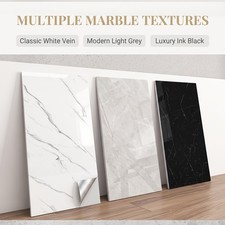 14Pcs Peel Stick Marble Wall Sticker, White Glossy Removable Vinyl Decor