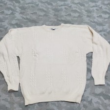 VTG Jantzen Sweater XL Beige Pullover Crew Neck Made In USA Cable Knit