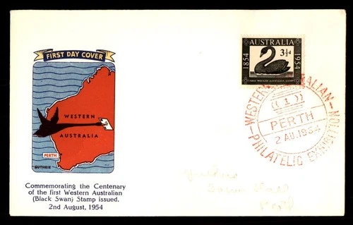 Mayfairstamps Australia FDC 1954 first western black swan stamp issued First Day