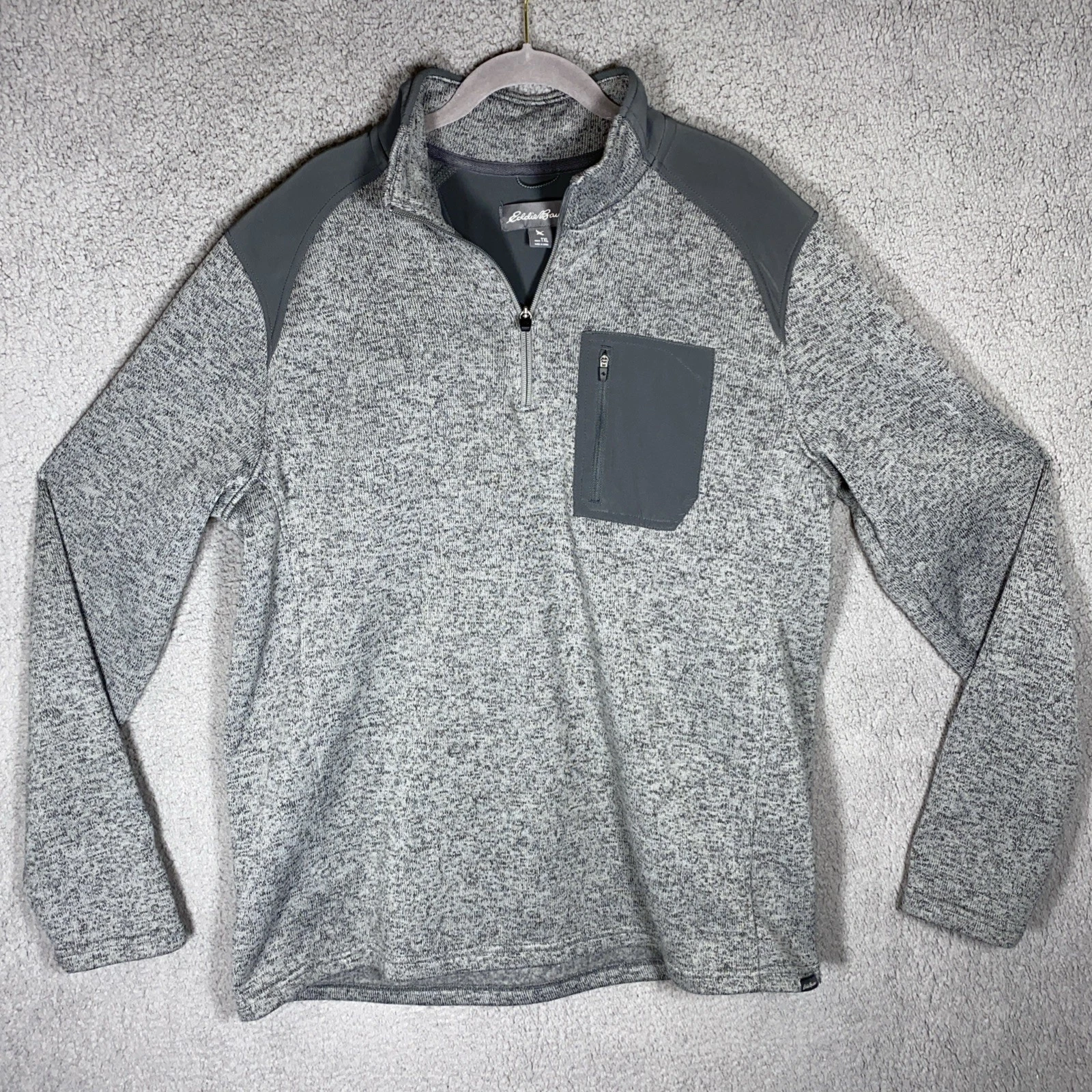 Eddie Bauer Men’s Sz TXL Grey Half Zip 1/4 Zip Jacket Pullover