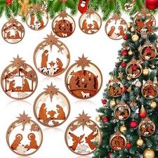 Bucherry 6 Pcs Wooden Christmas Nativity Scene Ornaments Bulk, 2025 Christian Re